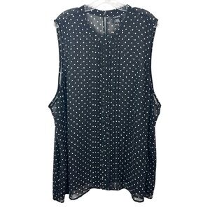 Torrid Black & Pink Dot Print Sheer Ruffle Front Sleeveless Blouse 5X